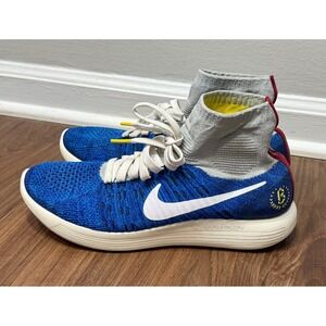 Nike Lunarepic Flyknit Boston Marathon Blue Mens Running Shoes (883332-401) Sz 9